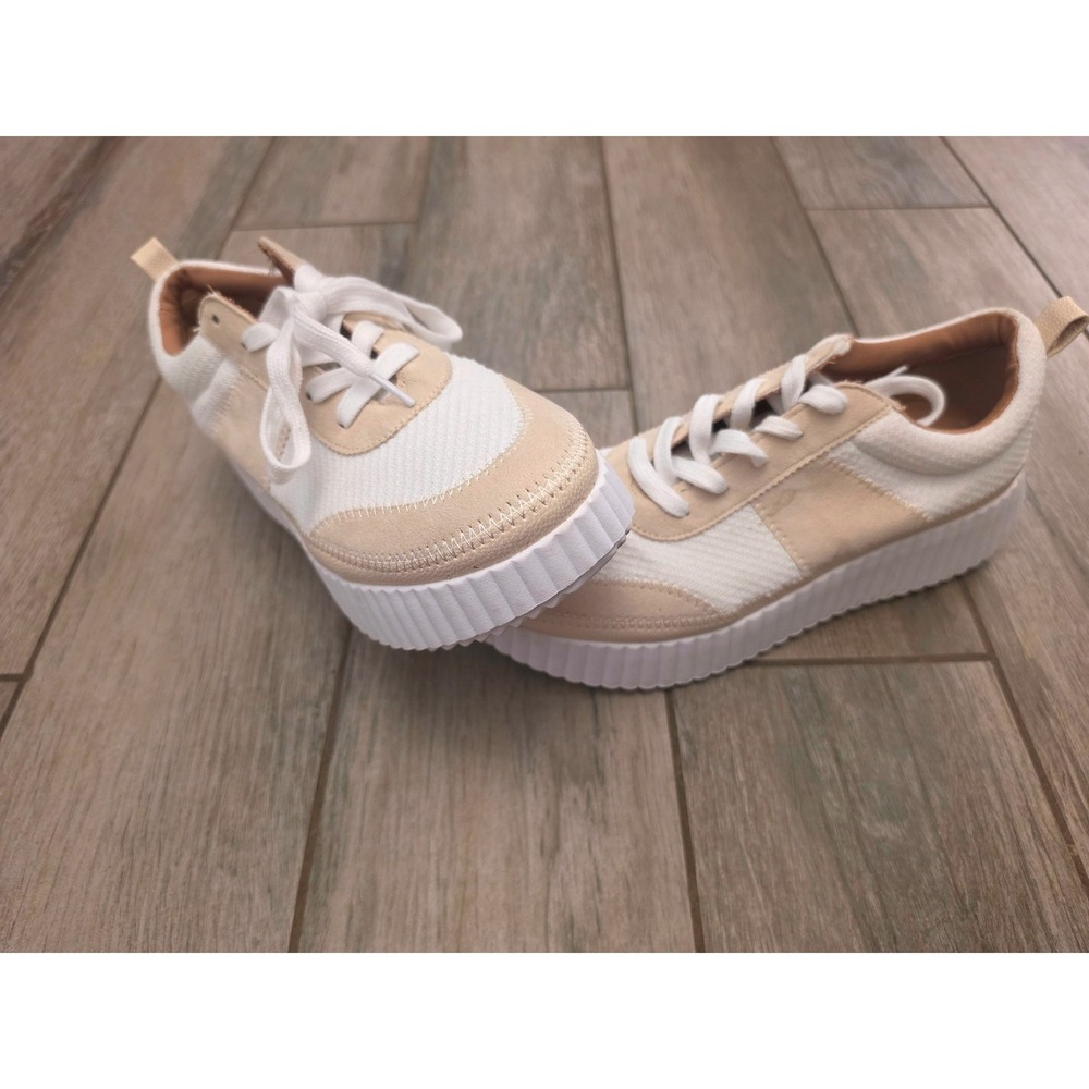 Zodiac Cooper Lace Cream Tan Platform Sneakers Womens 9M Ribbed Sole Lace Up